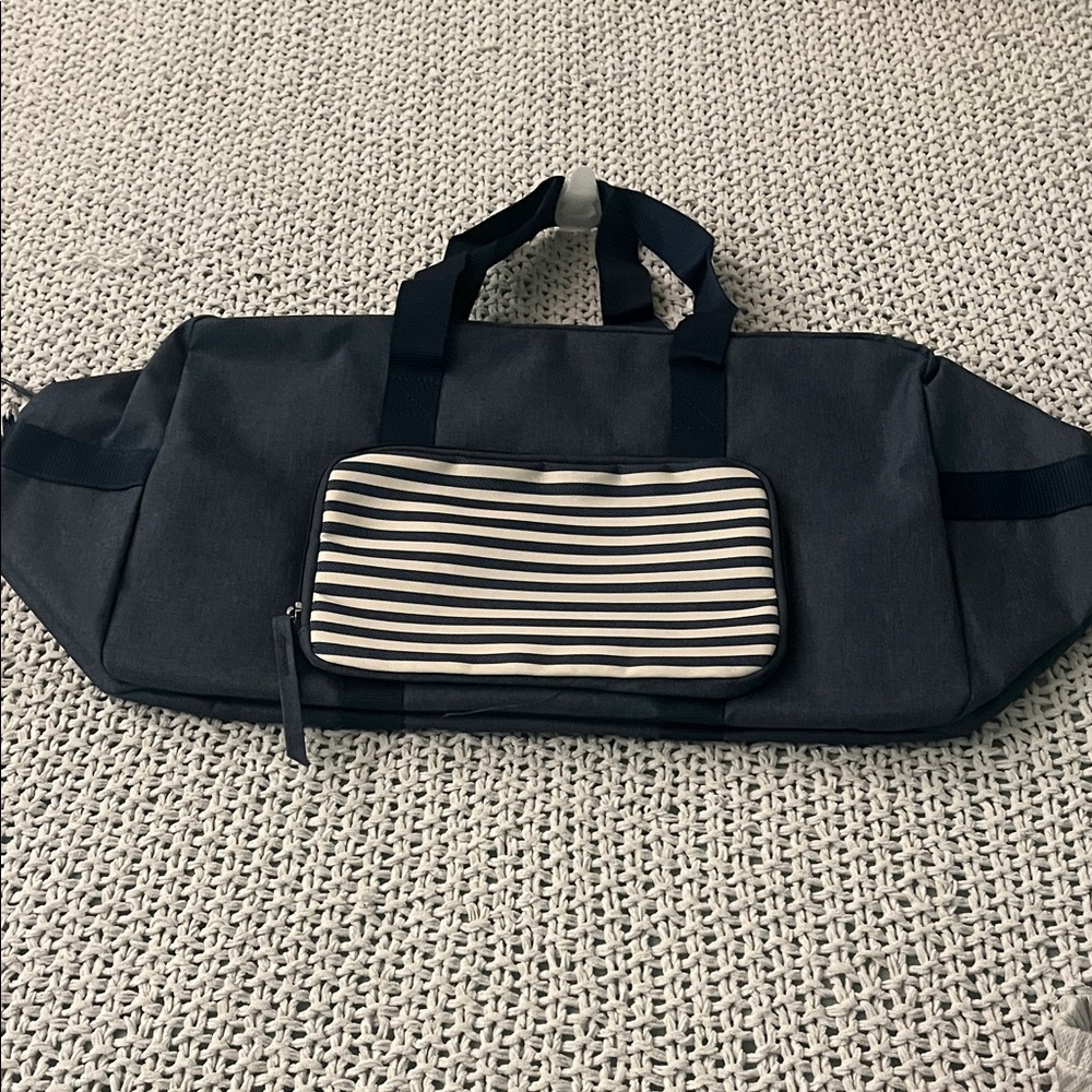 DSW Navy and White Striped Duffel Bag